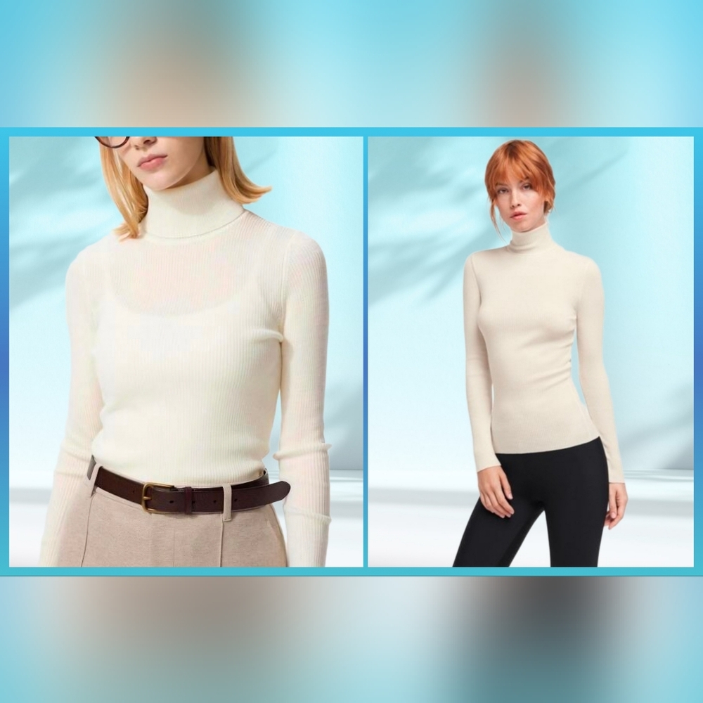 Uniqlo Women's Extra Fine Merino Ribbed Turtleneck Sweater